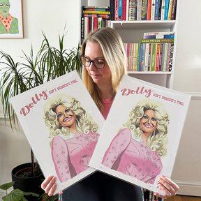 Fancypantsrodgers Illustration with Dolly Parton "Ain't Nobody's Fool" A3 Pink Foil Prints